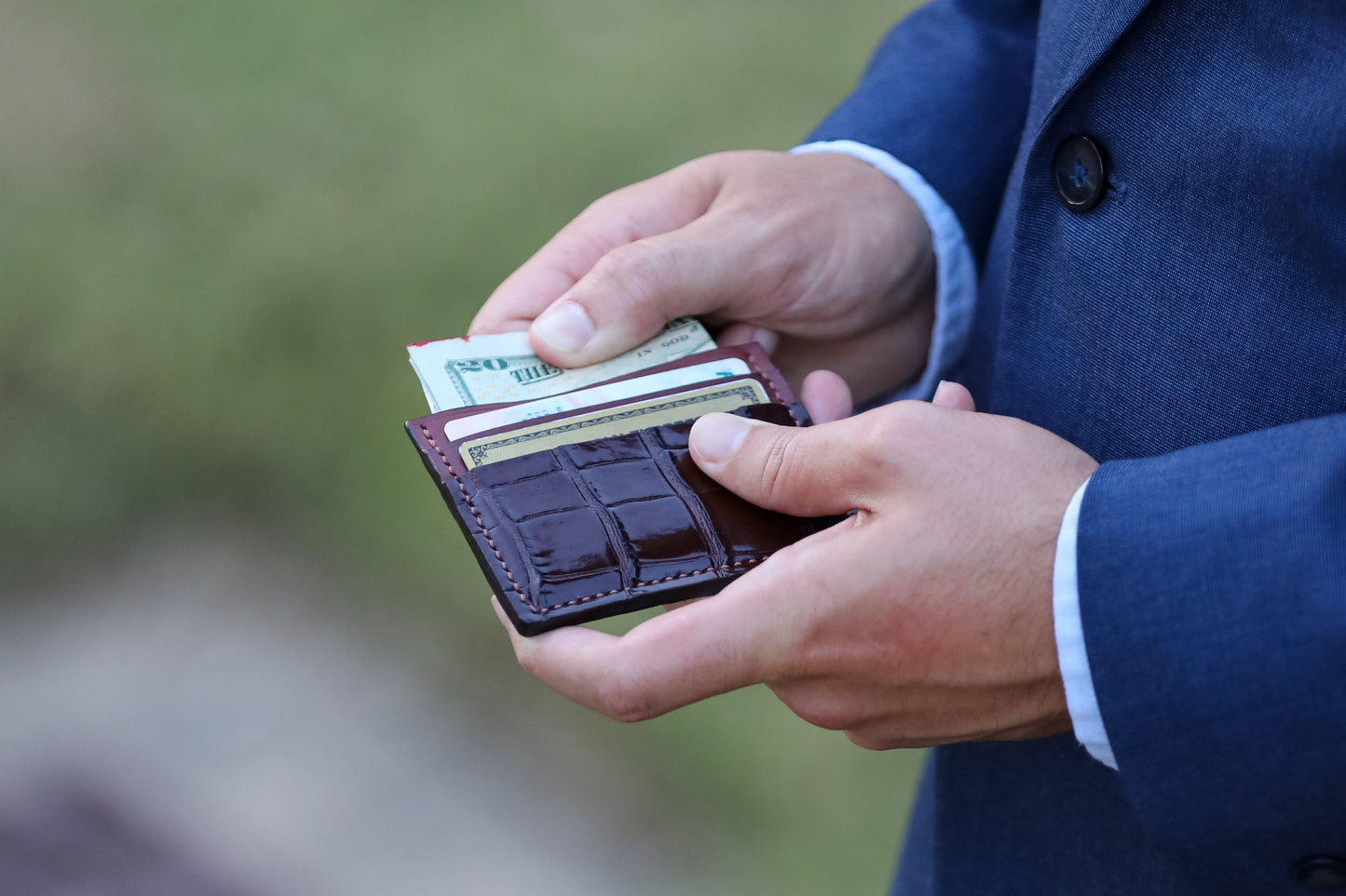 Exotic Alligator Skin Card Wallet