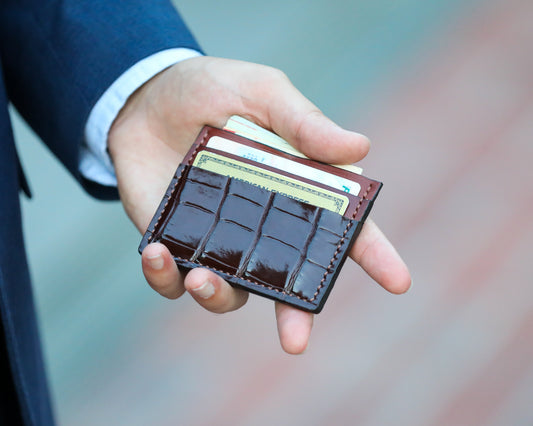 Exotic Alligator Skin Card Wallet