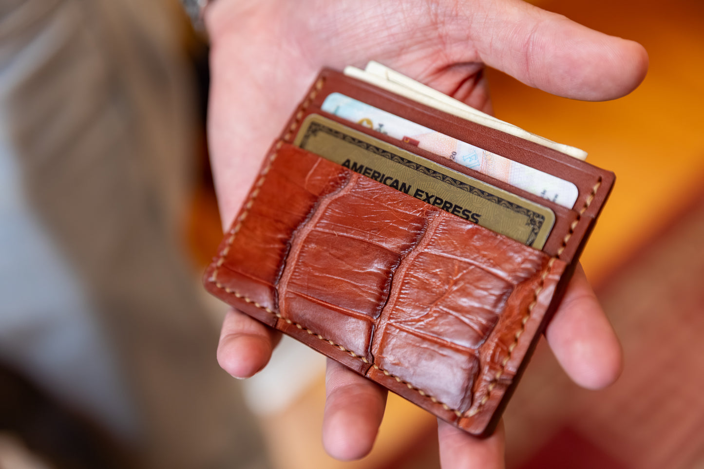 Exotic Alligator Belly Card Wallet