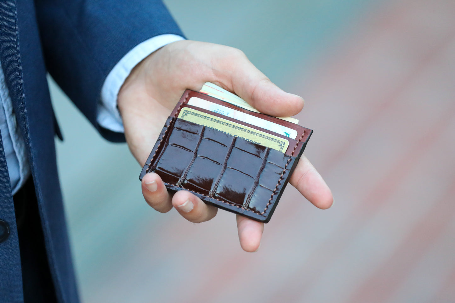 Exotic Alligator Skin Card Wallet